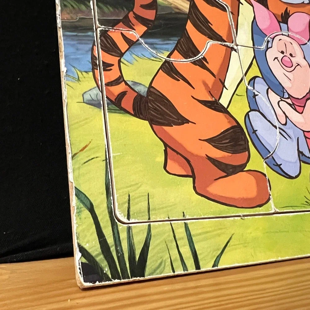 Disney Winnie the Pooh Tigger‎ Eeyore Piglet 9 PC Wooden Puzzle Milton Bradley
